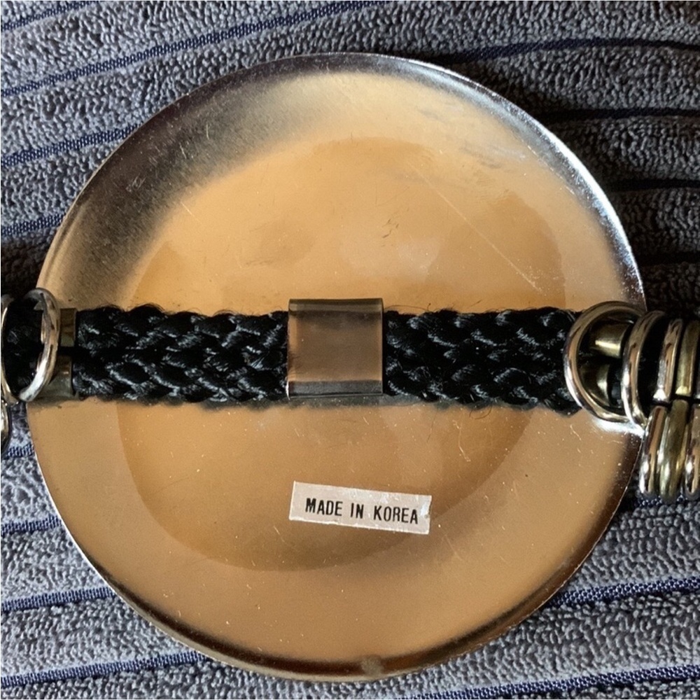 Metal belt with black braid and hook and chain closure - Picture 11 of 11